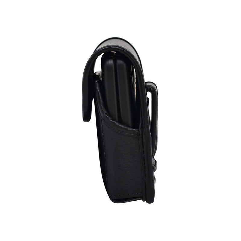 Turtleback Holster Designed for Galaxy Z Flip6 Flip 5 and 4 with Bulky Fit Case, Vertical Belt Case Black Leather Pouch with Executive Belt Clip, Black Leather Ver / Fix Clip Thick Fit