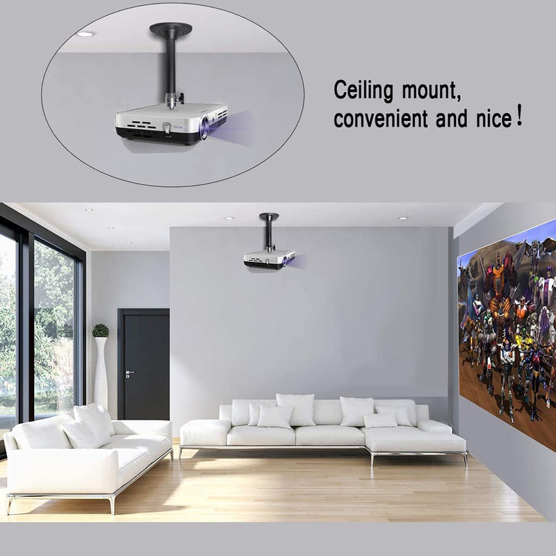 Mini Projector Mount Projector Ceiling Mount Black 7.9 in / 20 cm 360° Adjustable Projector Wall Mounts Hanger Holder for LED LCD Video Projectors Camera Office Home School