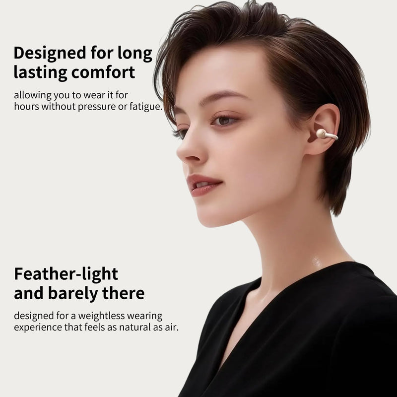 Upgraded Open Ear Earbuds Clip-On Earbuds Comfortable fit & Crystal-Clear Sound, 80H Playtime Bluetooth 5.4 Wireless Headphones for Women Ideal for SmallEars,Sports,Workouts,（Champagne Gold） Champagne Gold