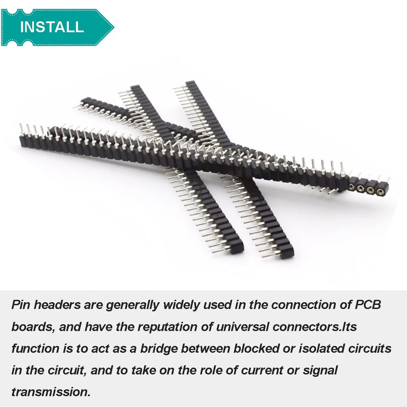 2.54mm pin Header Socket Round 0.1 inch 40Pin Female Socket Single Row Straight Female tinned Pin Header Strip Connector for DIY Circuit Making Welding,20 pcs
