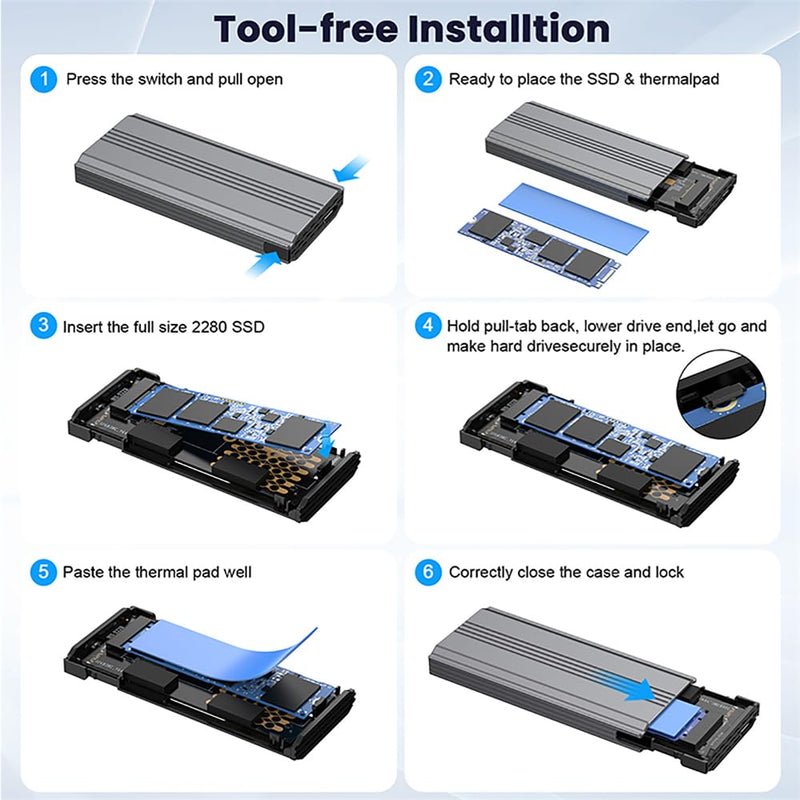 Type-C USB3.2 USB4 20Gbps to M-Key M.2 NGFF NVME SATA SSD PCBA Enclosure 2280/2242/2260mm RTL9220 type-c to M-key 2280/2242/2260mm