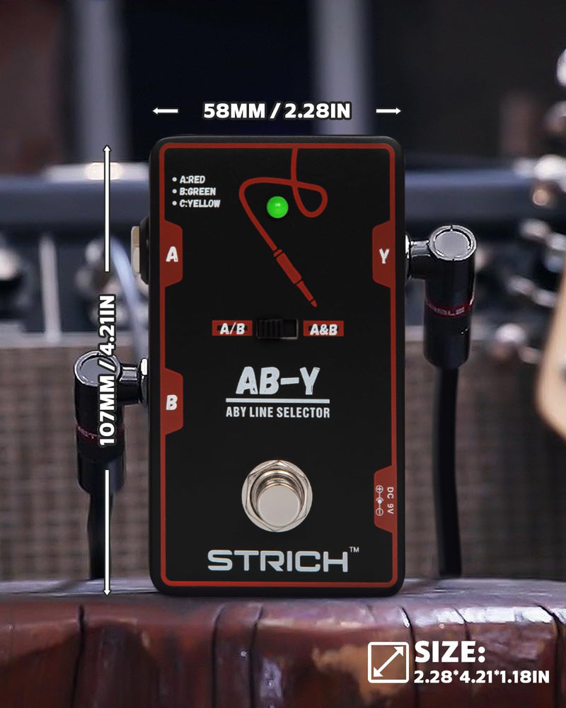STRICH Dual Channel ABY Guitar Pedal, Electric Guitar Box Line Selector, Versatile AB Switch, True Bypass for Electric Guitar, Red and Black Dark Black and Red