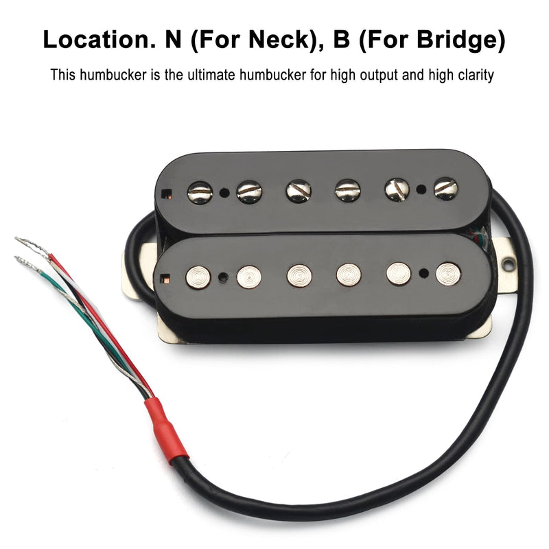 [AUSTRALIA] - SAPHUE 1pcs Bridge Alnico 5 Electric Guitar Pickup Humbucker Double Coil Pickup Alnico V Guitar Parts,White Copper Base Plate(black,1PCS) black 1 