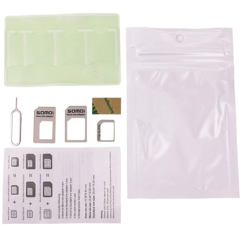 Sim Card Adapter Kit Includes Nano Sim Adapter/Micro Sim Adapter/Needle/Storage Sheet, Pack of 1 Gold