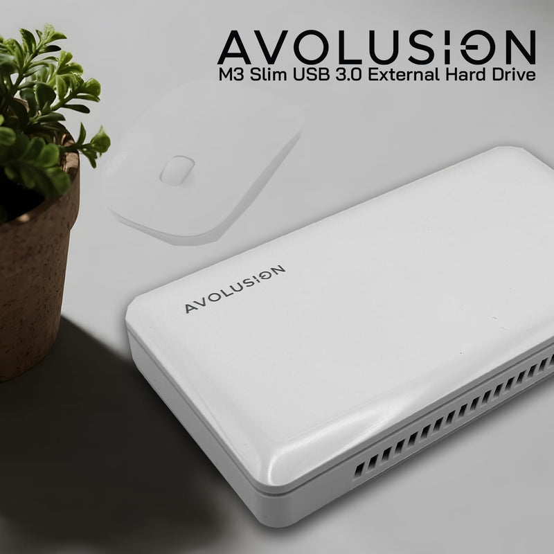 Avolusion M3 Series 1TB USB 3.0 Portable External Hard Drive - White (for Windows, Mac OS, Xbox, PS)