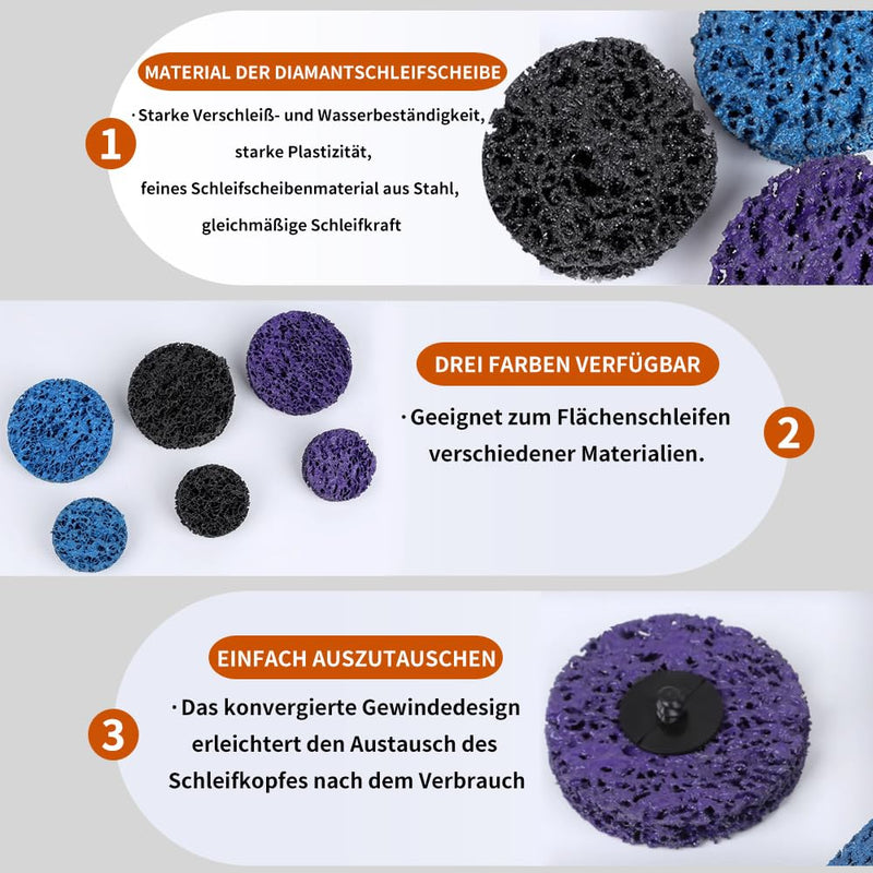 Coztie CSD Sanding Disc, 18 Pieces Coarse Cleaning Disc, Cleaning Disc Set 2 Inch Coarse Cleaning Disc Drill with Two Pull Rods for Rust Removal or (50 mm Mixing of Colours, 18) 50 mm mixing of colours