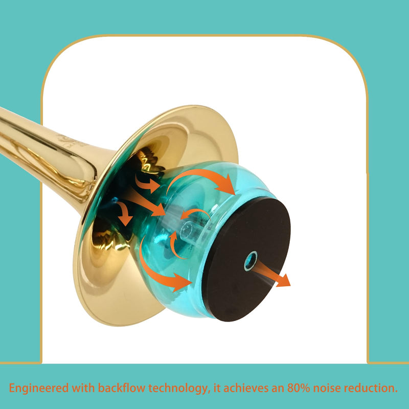 Trumpet Practice Mute - Lightweight Trumpet Accessory - 80% Volume Reduction - Blue - Fits All Trumpets
