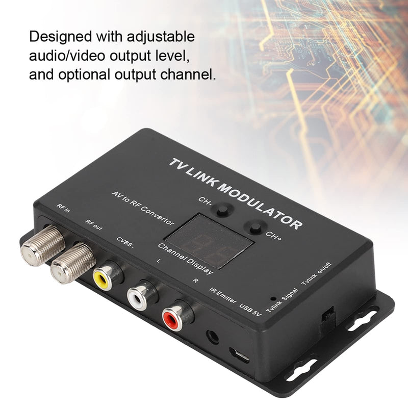 [AUSTRALIA] - IR Modulator, TM70 UHF TV Link Modulator AV to RF Converter IR Extender Adapter with Channel Display, USB Cable, Receiving Cable 