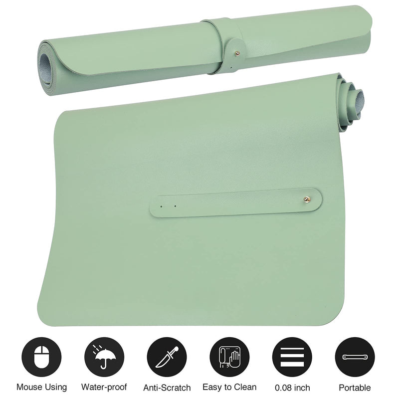 Leather Desk Mat,Desk Pad,Desktop mat,Waterproof Desk Mat for Desktop, Desk Mat for Keyboard and Mouse,Leather Mouse Pad Protector for Office and Home,30"x 14" Leather-green