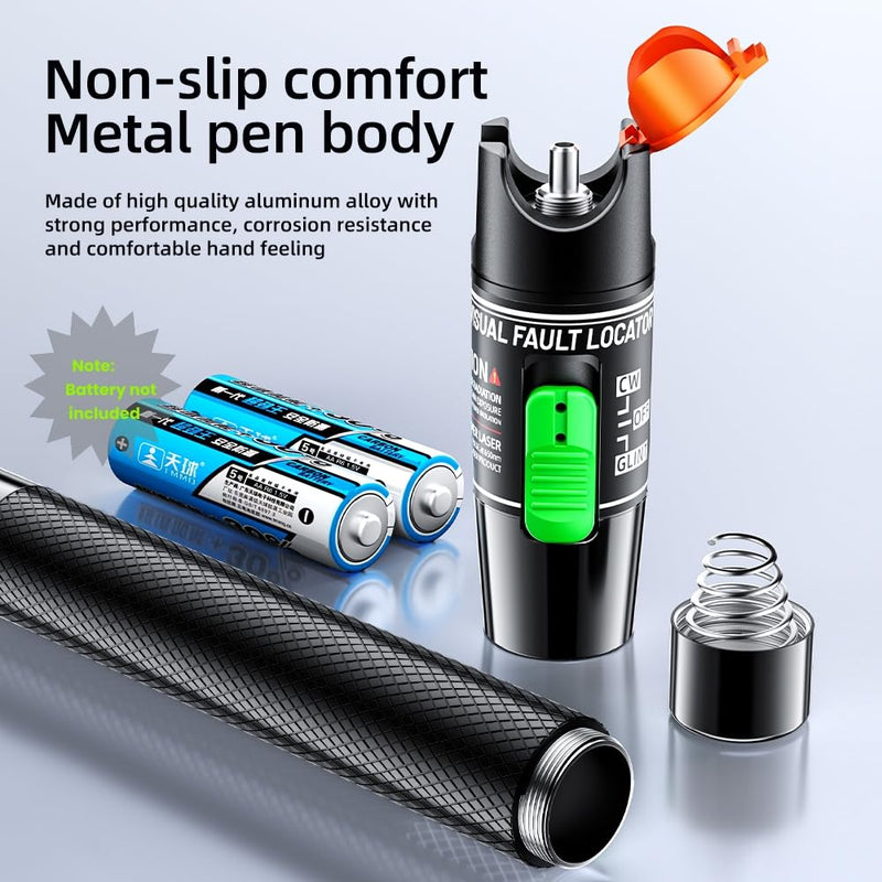 Visual Fault Locator,30-50KM Fiber Optic Cable Tester Meter, VFL Red Light Pen Light Source Testers(Black) 30-50KM VFL