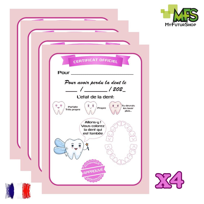 [AUSTRALIA] - Myfuturshop® Magic Tooth Fairy Door, Box for Teeth, Ladder and 4 Tooth Certificates, French Version, Unique Gift for Boys and Girls, Wake Up the Magic (Pink) Pink 