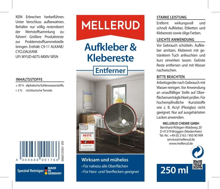 Centurion MEL1766 Mellerud Adhesive Residue Remover-250ml, Multi-Colour