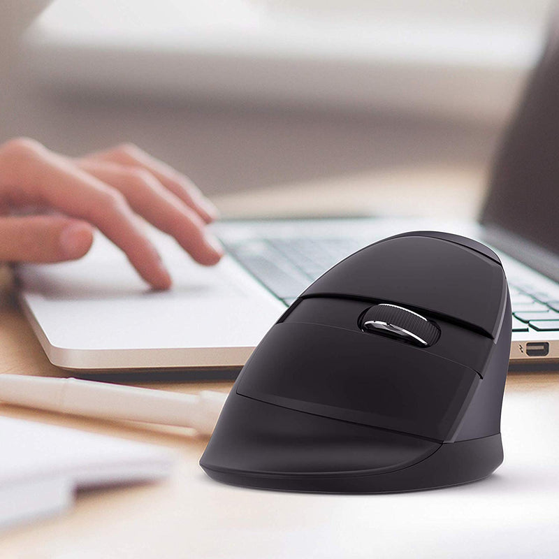 J-Tech Digital Wireless Ergonomic Vertical Mouse for Small Hands with USB Nano Transceiver, AA Battery, 3 DPI, Compatible with Mac and PC, Black [V628M-2.4G] Right-handed Black