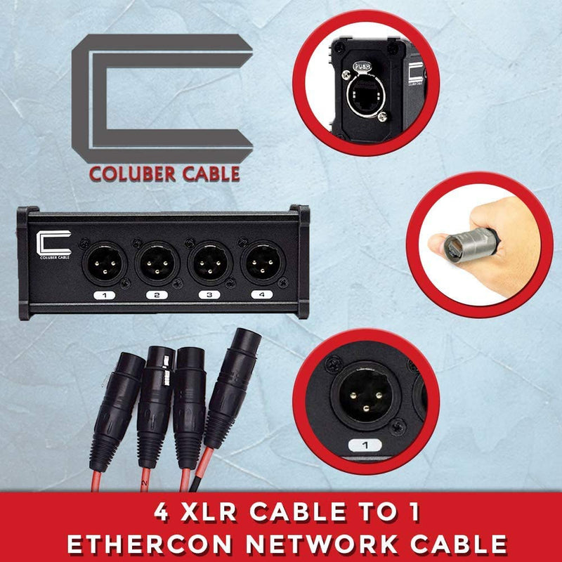COLUBER CABLE XLR Snake 4 Channel Audio Over Ethernet - DMX Snake XLR Over Ethernet RJ45 Audio Snakes Pair Male and Female Box