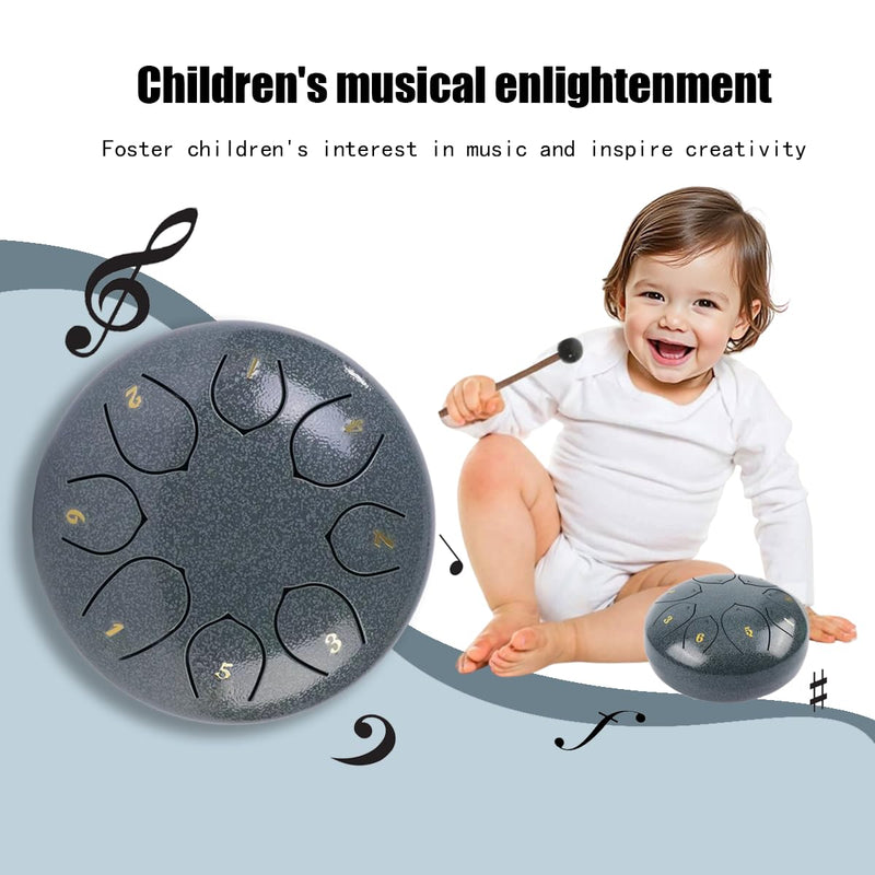 Steel Tongue Drum – 6Inch 8 Note Rain Drum for Outside Garden, Meditation & Music Education Soothing, Hand-Tuned Steel Drum Instrument & Gift for Family, Friends & Kids (Jade Porcelain) Jade Porcelain