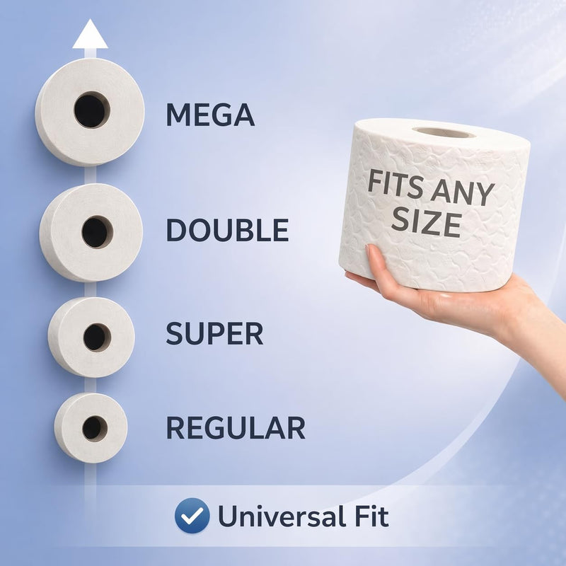 Metal Free Standing Toilet Paper Organizer Stand, 3 Rolls of Jumbo Toilet Tissue Storage, Bathroom Decor Accessory for Under Sink, Vanity, and Inside Cabinet Shelf, Omni Collection, Satin