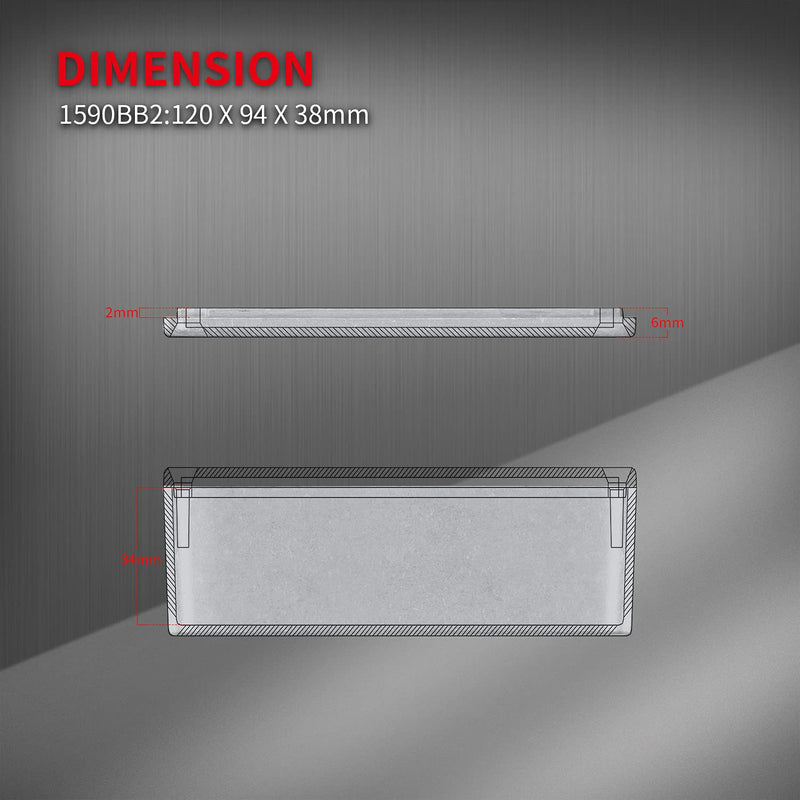 [AUSTRALIA] - DaierTek 1590BB2 125BB Guitar Effect Pedal Enclosure Diecast Metal Aluminum Stomp Box 4.70" X 3.70" X 1.49" Inches 120mm X 94mm X 38mm Housing Size (Pack of 2) 