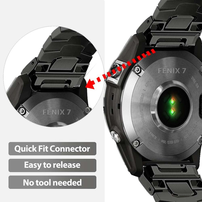 No Tool Needed 22mm Titanium Band Compatible for Tactix 8 47mm/Fenix 8 47mm/7/6 Pro/Forerunner 965,26mm Metal Quick Fit WatchBand for Tactix 8 51mm/Instinct 3 50mm/Fenix 8 51mm/7X Pro/6X Pro Sliver