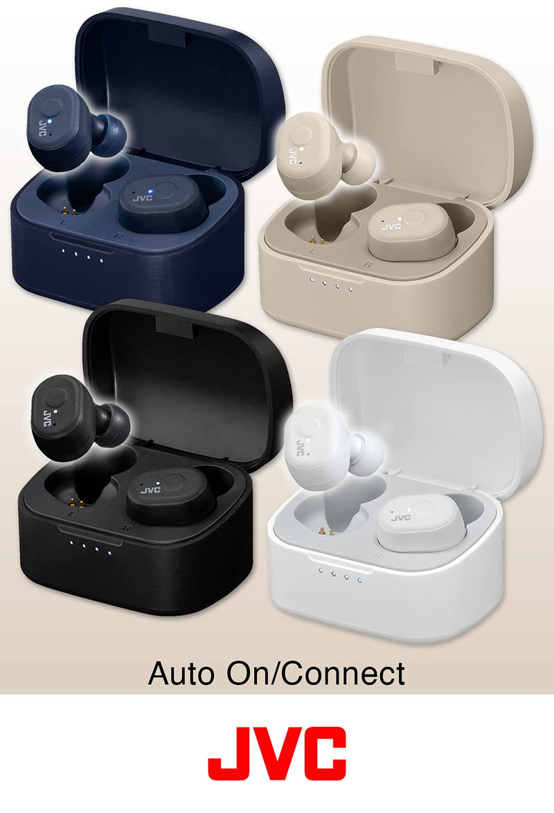 JVC HAA11T Series Marshmallow True Wireless Earbuds Headphones, 28H Long Battery Life with Charging Case, Waterproof IPX5 (Blue)