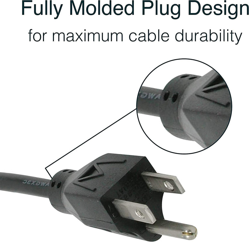 C2G 3FT Premium Replacement AC Power Cord - Durable Power Cable for TV, Computer, Monitor, Appliance & More (24240) 1 Pack 3 FT