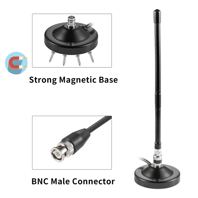 Long Range 27MHz Heavy Duty Magnetic Base Station Soft Whip CB Radio Antenna Kit for Cobra Midland Uniden Maxon President Anytone Vehicle Car Truck Mobile Handheld CB Radio Police Scanner, Eifagur Magnetic Base Antenna