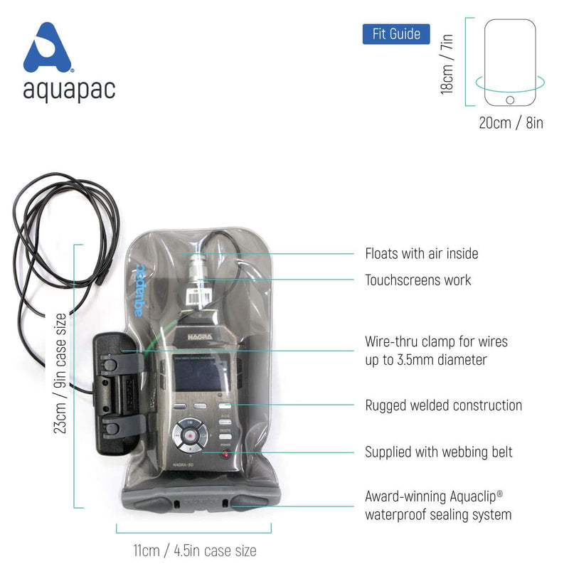Aquapac Waterproof Case For Radio Microphone Medium, 5 Year Warranty, Made in the UK, Professional Sound Engineer, For Wired Electronic Devices