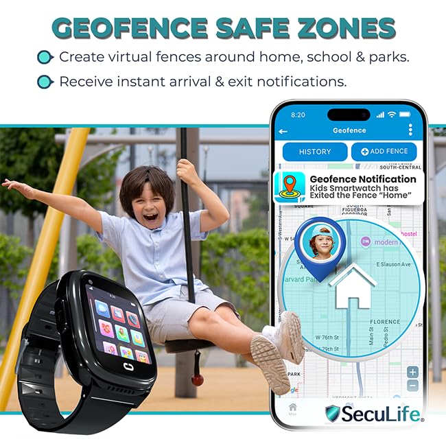 Kids Watch with GPS Tracker, Two Way Calling, Real Time Tracking & SOS Alerts - Smart Watch for Kids Call and Text with Geo Fencing, School Mode, Water Resistant, Long Battery Life & Parental Controls
