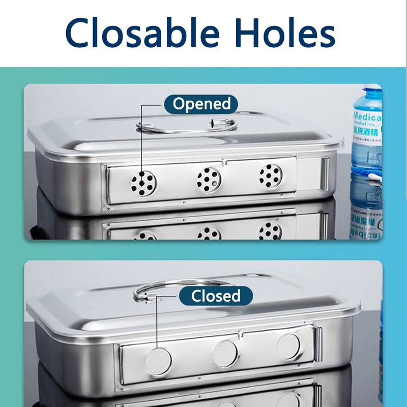 1 x Storage Box for Surgical Instruments Made of Stainless Steel for Professional Operations, Veterinary Medicine, Beauty Salon (11.5 Inches (without Hole))