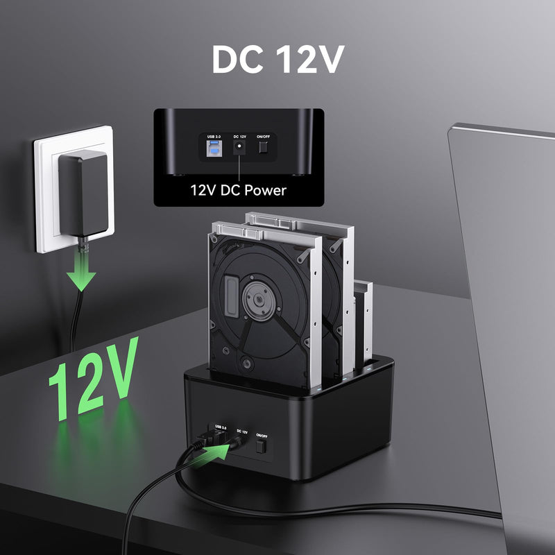 CENMATE 3 Bay Hard Drive Enclosure for 2.5“/3.5" SATA HDD/SSD with USB A/C 3.0, Hard Drive Enclosure Support Hot Swappable, Tool-Free HDD Enclosure 637-1