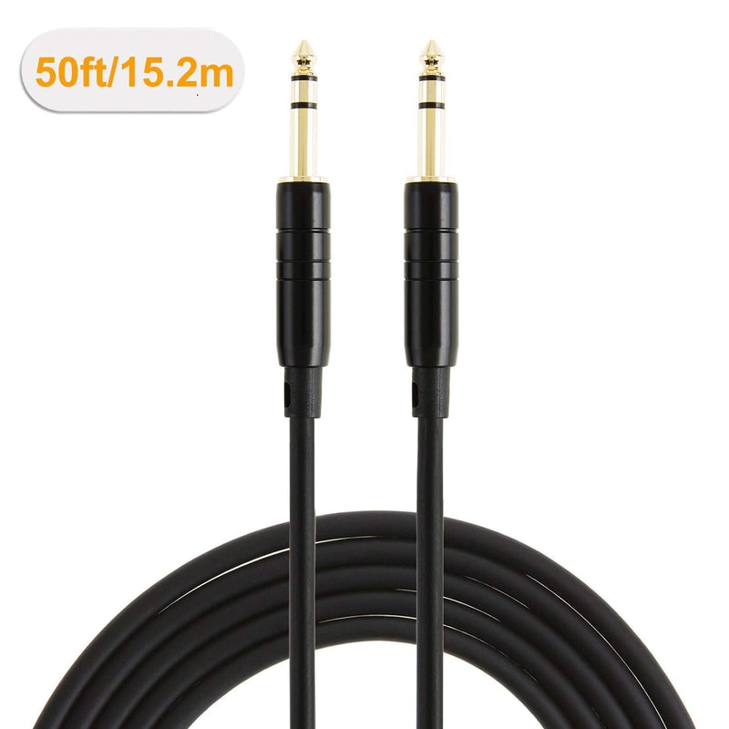 [AUSTRALIA] - CableCreation 1/4’’ TRS Cable, 50 Feet 1/4 Inch to 1/4 Inch 6.35mm Balanced Stereo Audio Cable for Studio Monitors,Mixer,Yamaha Speaker/Receiver,Black 