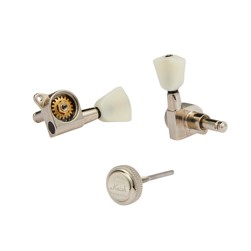 Guitar 3-per-side Locking Tuners 18:1 Locking Tuning Keys Guitar Tuning Machines with Off White Keystone Handle for LP/Les Paul/SG/ES or Acoustic Guitars Nickel