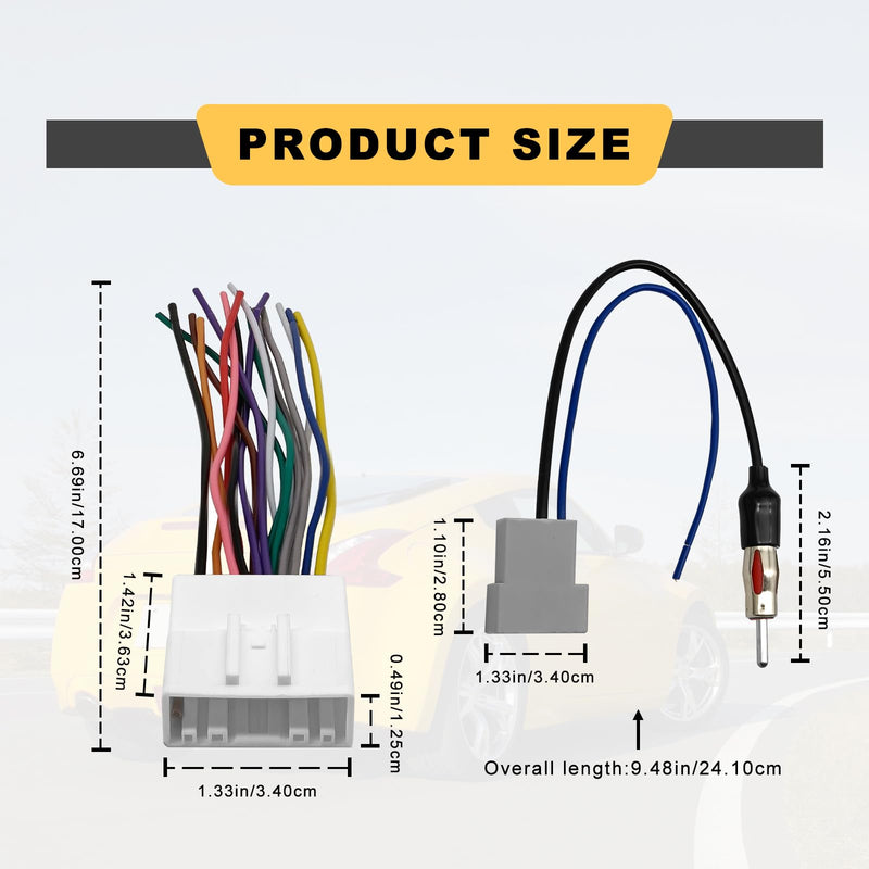 Radio Wiring Harness Connector, Antenna Adapter Compatible with 2007-2019 Nissan/2008-2013 Infiniti/2008-2013 Subaru w/Antenna Adapter Install Aftermarket Stereo CD Receiver Cable Connector Kit