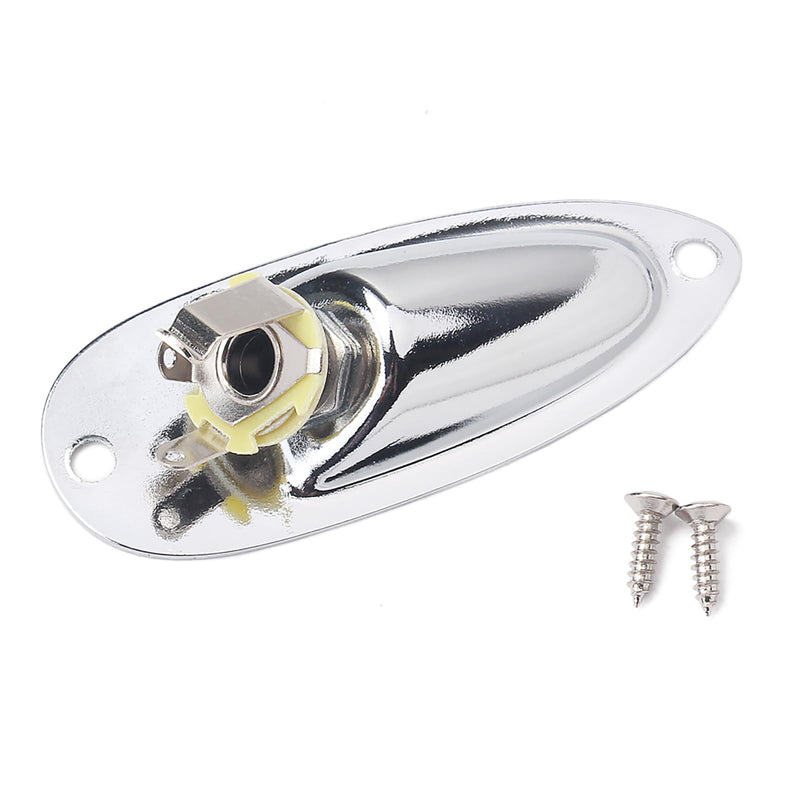 Boat style 1/4 inch Guitar Input Jack Socket Plate Output Loaded parts Guitar Strat jack for Fender Stratocaster Strat St Mono for Electric Guitar Replacement Parts (Chrome) Chrome