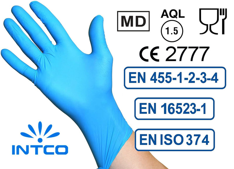 [AUSTRALIA] - Intco Medical – 100 x Medical Disposable Gloves Made of Tear-Resistant Nitrile – Latex and Powder-Free for Flawless Skin Compatibility – Can be Used in Chemical, Food & Cleaning Industry (M) 