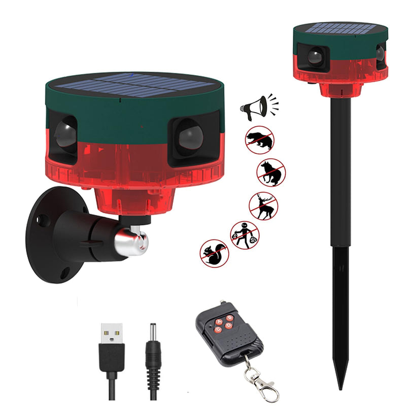[AUSTRALIA] - HULPPRE Solar Outdoor Motion Sensor Alarm-Dog Barking&Gunshot Sound,130db Loud Noise Maker,Support Recording,13 Kinds of Sound Strobe Light with USB,Say Goodbye to The Intruders 