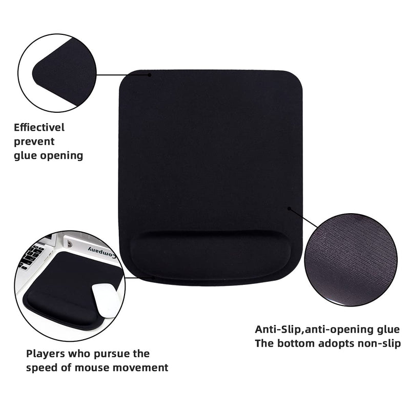 WYGCH Office Desk Pad with Wrist Support,Monochrome Waterproof Leather Mouse Pad,Non-Slip Silicone Base for Computer,Laptop, Home,Office & Travel,(250*211*23mm Black)