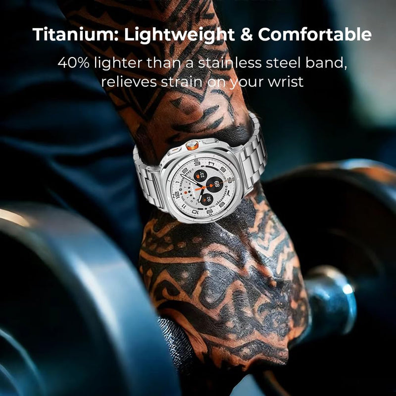 No Tool Titanium Strap for Galaxy Watch Ultra 2 1 (2026/2025/2024) | Metal Band for Samsung Watch Ultra 47mm | 40% Lighter than Steel,Tool-free Link Removal,Hypoallergenic,Fit Wrist 6"-8",Men 22mm
