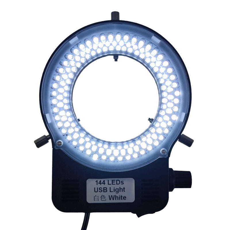 USB LED Ring Light Illuminator, 144 64 LED White Adjustable Lamp for Industry Monocular Binocular Trinocular Stereo Video Lens Microscope & Camera (USB 144 LEDs)… 144 LED