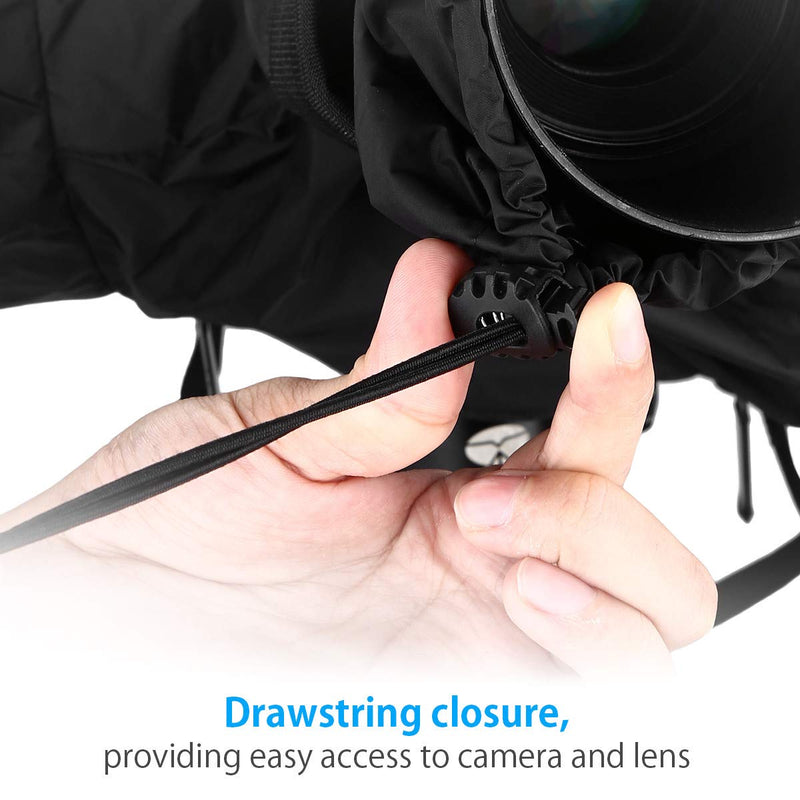 Powerextra Professional Waterproof Camera Rain Cover Protector for Nikon Sony Pentax and Other Digital SLR Cameras, Great for Rain Dirt Sand Snow Protection (Black)