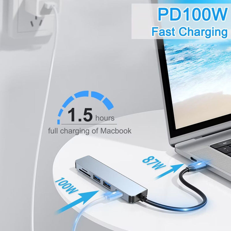 USB C Hub HDMI Adapter, USB C SD Card Reader, USB C to HDMI 4K with100W PD, USB 3.0, SD/TF Card Reader for iphone 15, MacBook Air/Pro, iPad Pro, Mac, Dell/Acer/HP/ASUS/Switch