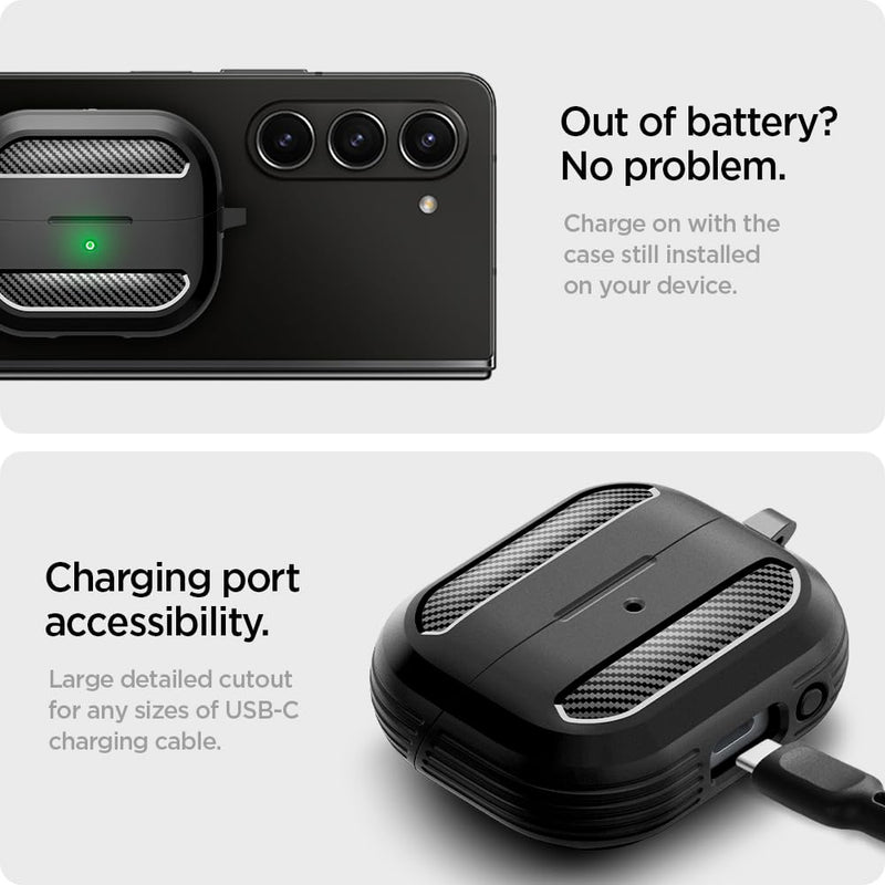 Spigen Rugged Armor Pro Designed for Galaxy Watch8 Classic and Rugged Armor Designed for Buds 3/3Pro Case Bundle - Matte Black