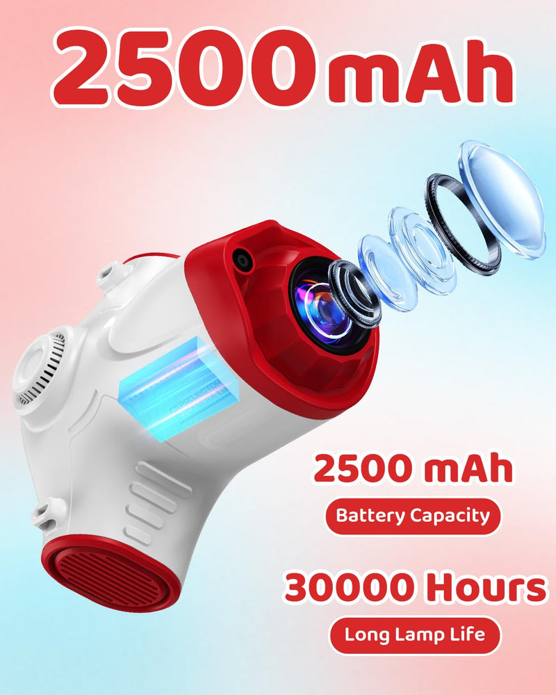 Kids Camera with Projector, 1080P Digital Video Camcorder, 48MP Photo Camera, Portable Toddler Camera Christmas Birthday Travel Gift Toy for Boys Girls Age 3 4 5 6 7 8 9 10 11 12, White