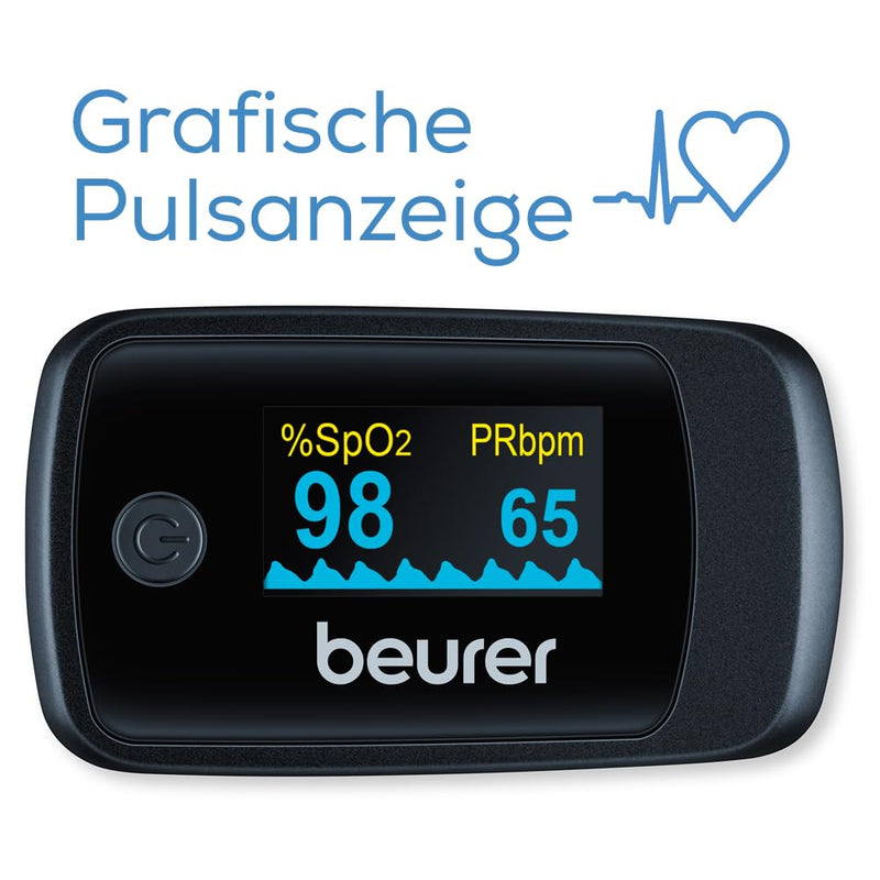 Beurer PO 40 Pulse Oximeter For Measuring Oxygen Saturation, Heart Rate And Perfusions Index (PI), Pain Free Application, Colour Display black Single