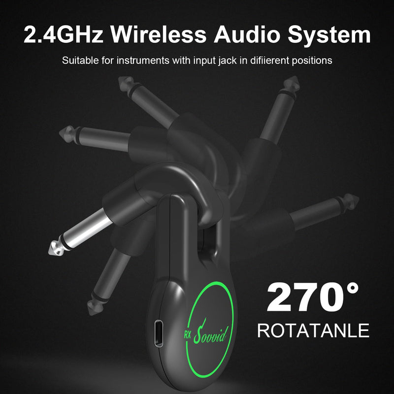 Wireless Guitar System, Wireless Guitar Transmitter Receiver Rechargeable Audio Wireless Transmitter Receiver with 11 Hours Usage Time for Electric Musical Instruments Guitar Bass