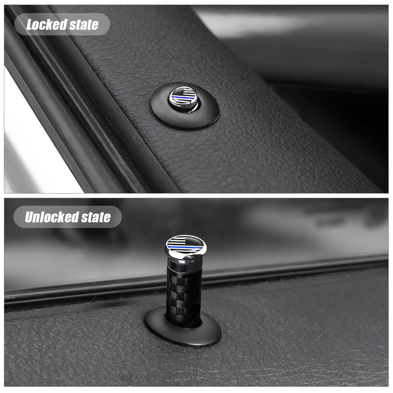[AUSTRALIA] - Moly Magnolia 4PCS Car Door Lock Knobs, American Flag Carbon Fiber Door Lock Pin Cover, Decorative Modification Door Lock Bolt Pin Cover, Auto Accessories Universal for SUV, Truck, Van (Style C) Blue Flag 
