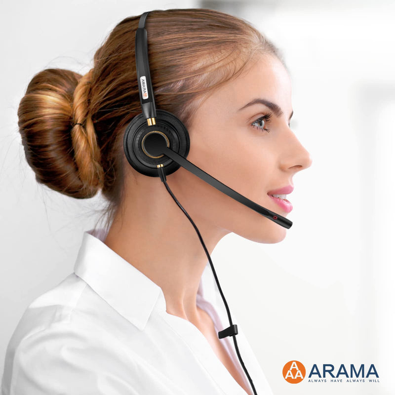 USB Headset with Microphone Noise Cancelling & Audio Controls Ultra Comfort USB Headphone for Computer Laptop Pc Business Skype UC Webinar Call Center Office Black-Monaural