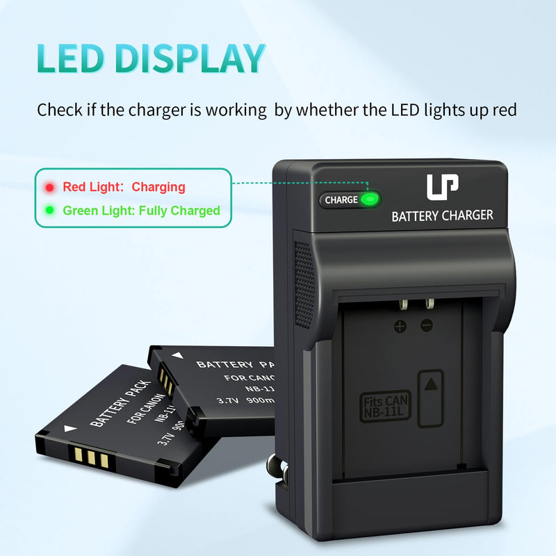 LP NB-11L Battery and Charger,2-Pack 900mAh Batteries for Canon PowerShot Elph 180 Elph 360 Elph 110 Elph 130 Elph 135 Elph 150 Elph 190 Elph 320 Elph 340 Elph 350, A4000 SX420 SX410 SX400 and More