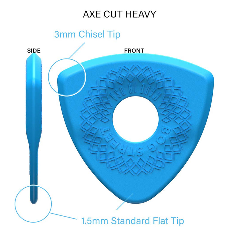 Bog Street AXE CUT Guitar Picks, Heavy, Electric, Acoustic and Bass Guitar Picks, Blue (6-Pack) 6-Pack