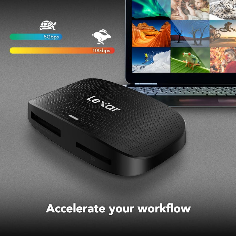 Lexar Professional CFexpress Type B/SD USB 3.2 Gen 2 Reader, Transfer Speeds Up to 10Gbps, Designed for CFexpress Type B and SD Cards (LRW520U-RNBNG) CFexpress Type B / SD USB 3.2 Reader