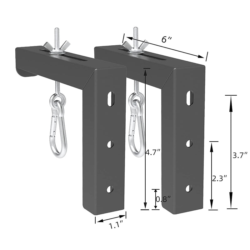 Black Universal Projector Screen L-Bracket Wall Hanging Mount 6 inch Adjustable Extension with Hook Manual, for Wall or Ceiling Mount Home Projector and Movie Screens, 80 Lb Capacity Each